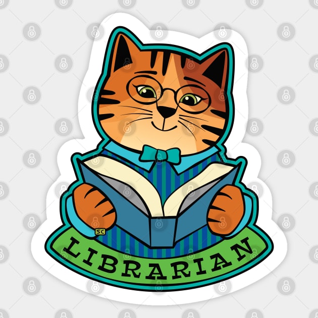 Librarian Cat Sticker by Sue Cervenka